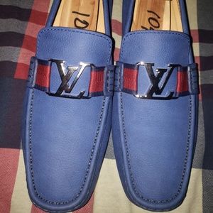 Mens Louis Vuitton Monte Carlo Blue Loafers shoes